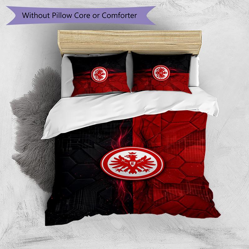 Eintracht Frankfurt Football Printed 3 Pieces Bedding Set, Comfortable Skin Friendly Bedroom Duvet Cover Set