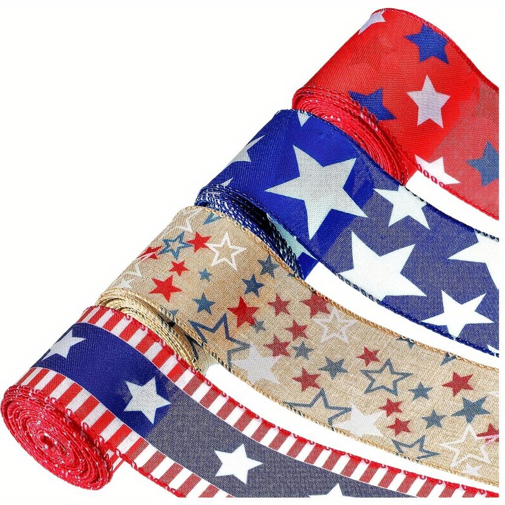 5 Yard Patriotic Ribbon In Red Blue White For Diy Decorations And Craft Projects