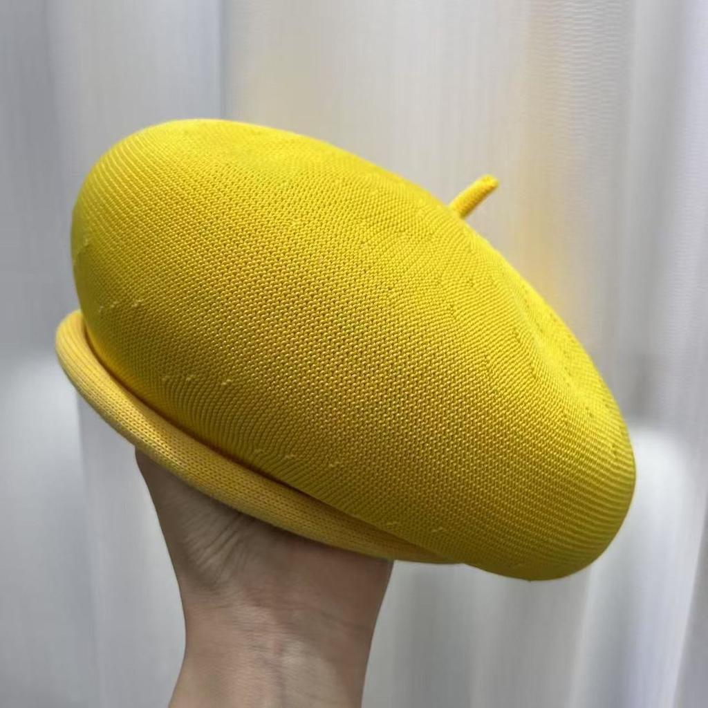 Maillard Brown Three Dimensional Breathable Knitted Beret Women's Autumn and Winter Face Decoration Versatile Hat