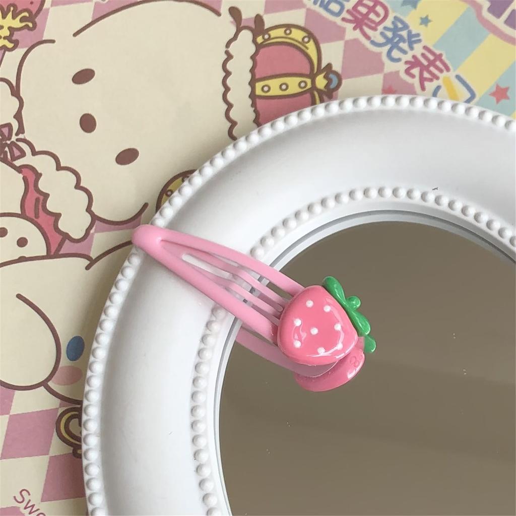 Cute Strawberry Snap Hair Clip Lovely Hairpins Combination Hairpins for All Hair Headpieces Pink Y2K Girls