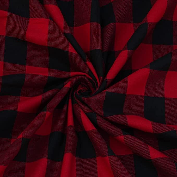 Bigreams Unstitched Yarn-Dyed Cotton Tom-Tom Red Checkered Shirt Fabric Sold by Meter