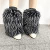 Women Furs Leg Warmer Winter Furry Long Boot Cuffs Fuzzy Shoe Cover Party Costume for Holiday Festival Performances Play