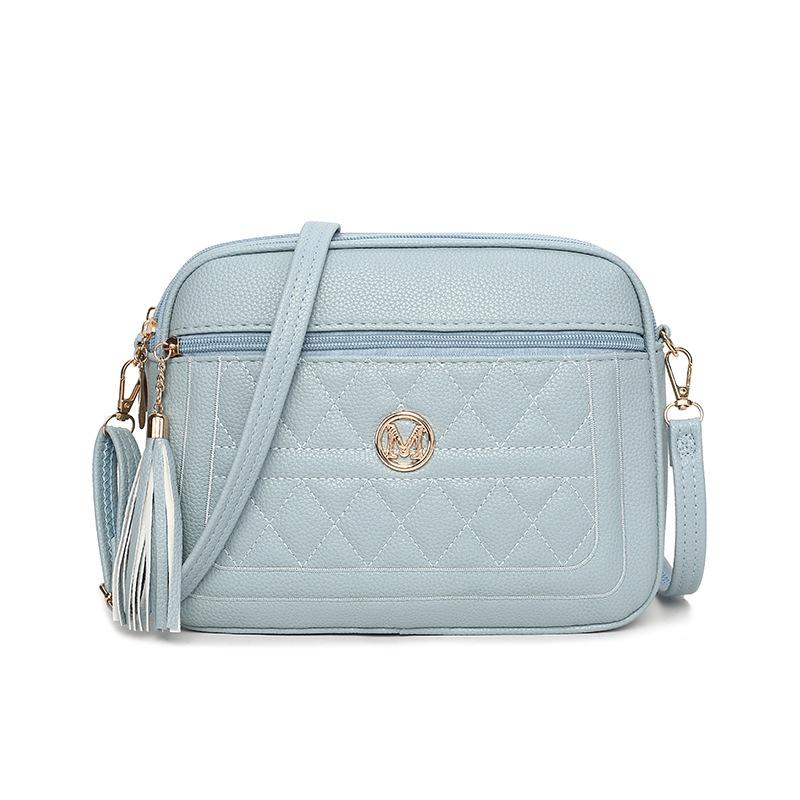 Women's soft leather rhombus multi-layer diagonal straddle bag single shoulder high-end sense versatile large-capacity fringed messenger bag