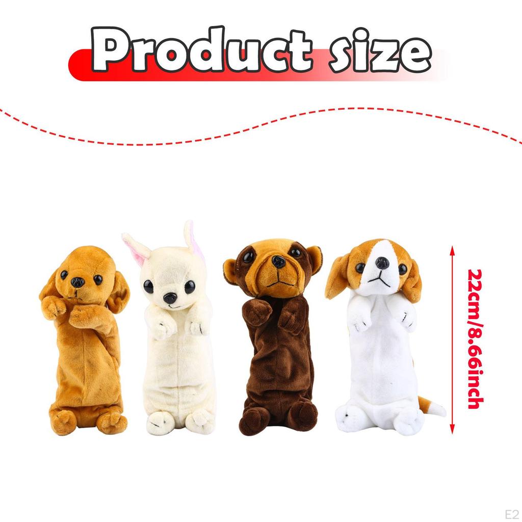 4 Pieces Dog Doll Pencil Cases Cosmetic Bags Cute Purses Animal Pouches for Children Boys and