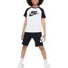 Color Block Letter Print Short Sleeve T-Shirt And Mid Waist Shorts Casual Sports Set Kids Sets Black HM9274-010