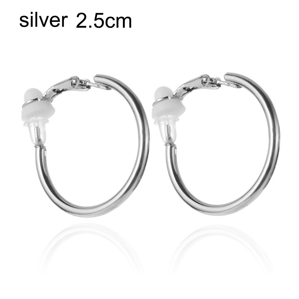 Пара ювелирных изделий золото серебро черный женская мода большой круг клипса на ухо без пирсинга серьги кольца