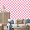Powder pink checkerboard wallpaper, powder pink background 50x1000