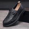 Мужская обувь 2025 года, новый весенний тренд, однопедальная ленивая британская обувь для повседневной носки из кожи, нескользящая мужская обувь