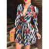 Danmo Women Printed Long Sleeve Dress Casual Bandage Mini A-line Dresses Sexy Party Feminias Vestidos Women Clothes