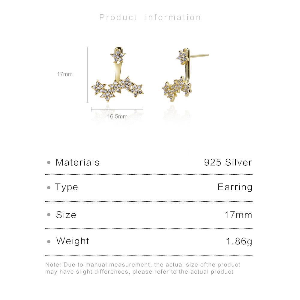 ANDYWEN 925 Sterling Silver 1pair Silver Gold Zircon Star Star Stud Earring Ladies Elegant Luxury Jewelry