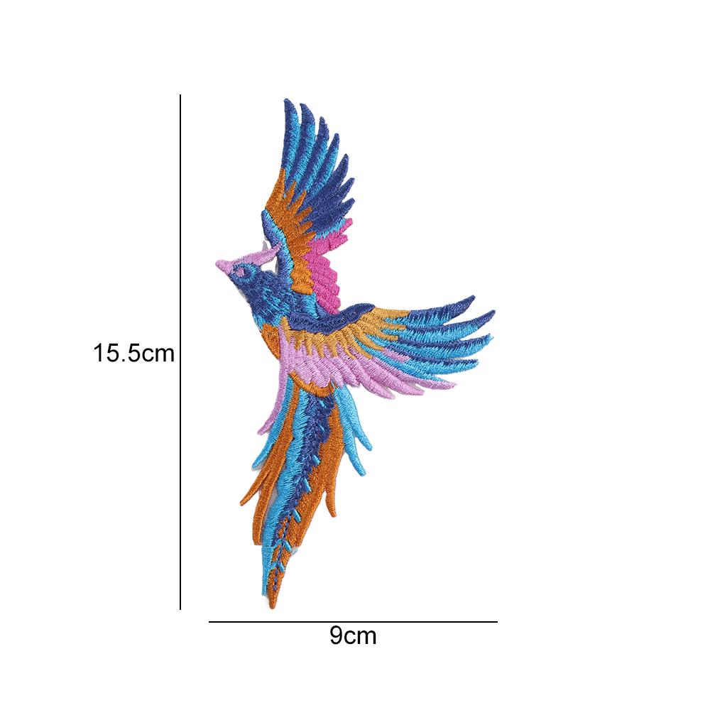 1 pair Phoenix Bird Embroidered Applique Self-adhesive Clothes Sticker Cloth Patches  Hairclip