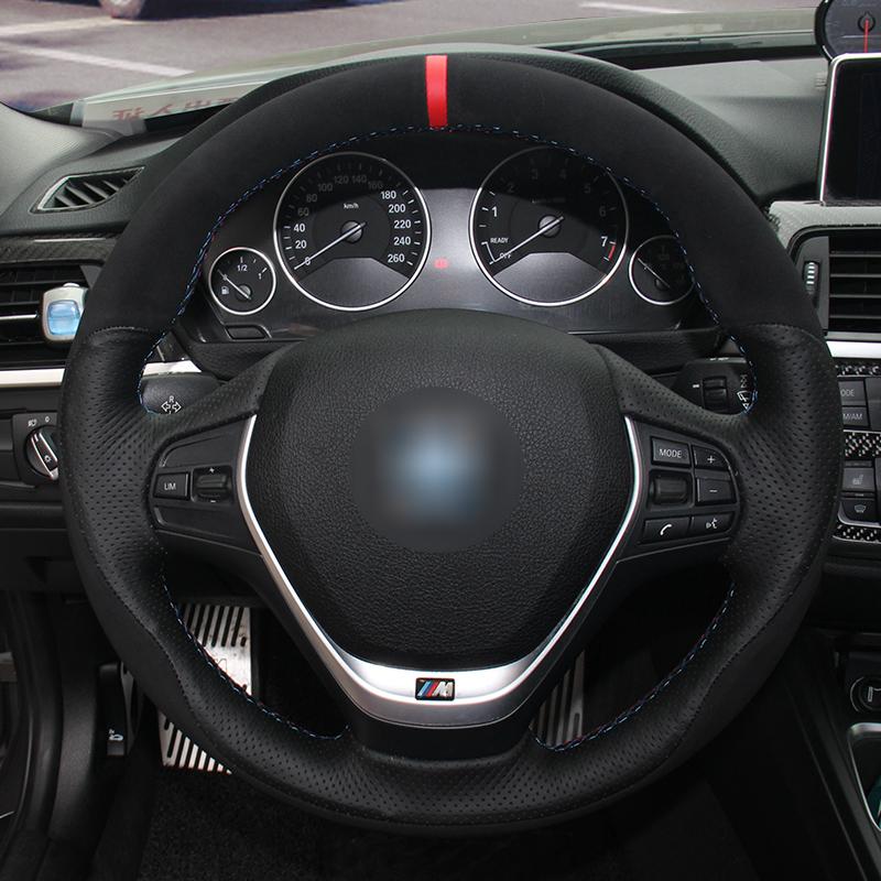 Автомобильный руль черная замша Натуральная кожа для BMW F20 F21 F22 F23 F30 F31 F34 F32 F33
