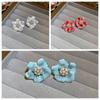 Серьги Sweet Flower Pearl, темпераментные серьги в корейском стиле, серьги-гвоздики в виде цветка с каплями масла для женщин
