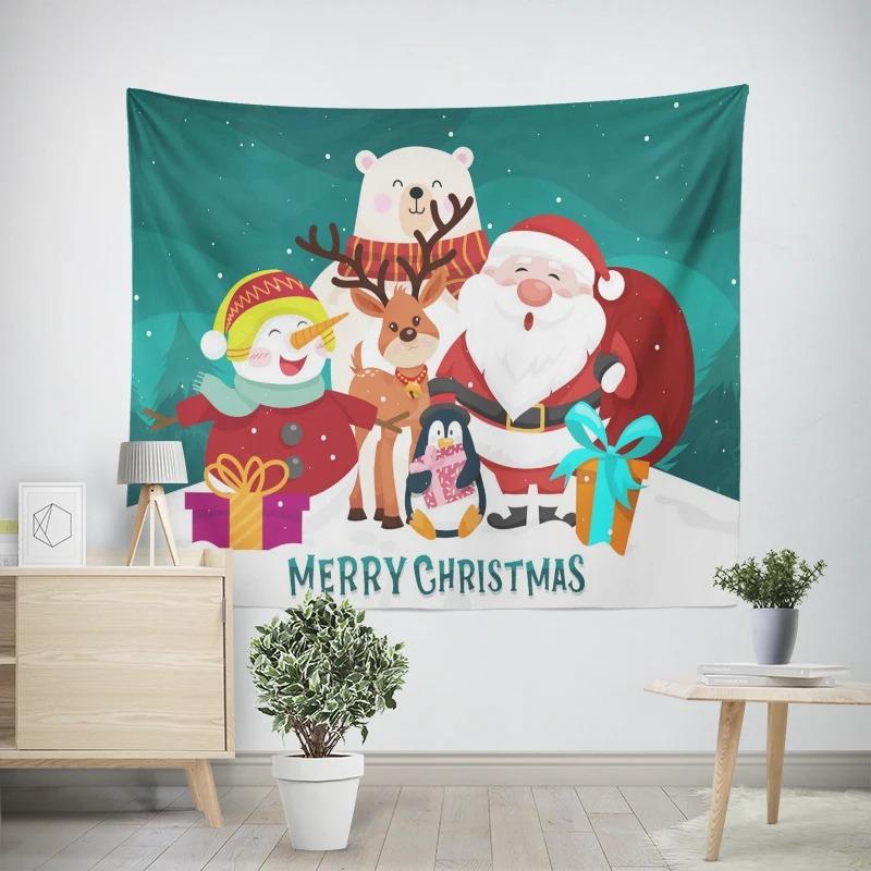 Рождество Новый год Санта-Клаус Подарок Узор Гобелен Гостиная Диван Автомобиль Интерьер Украшения Гобелен