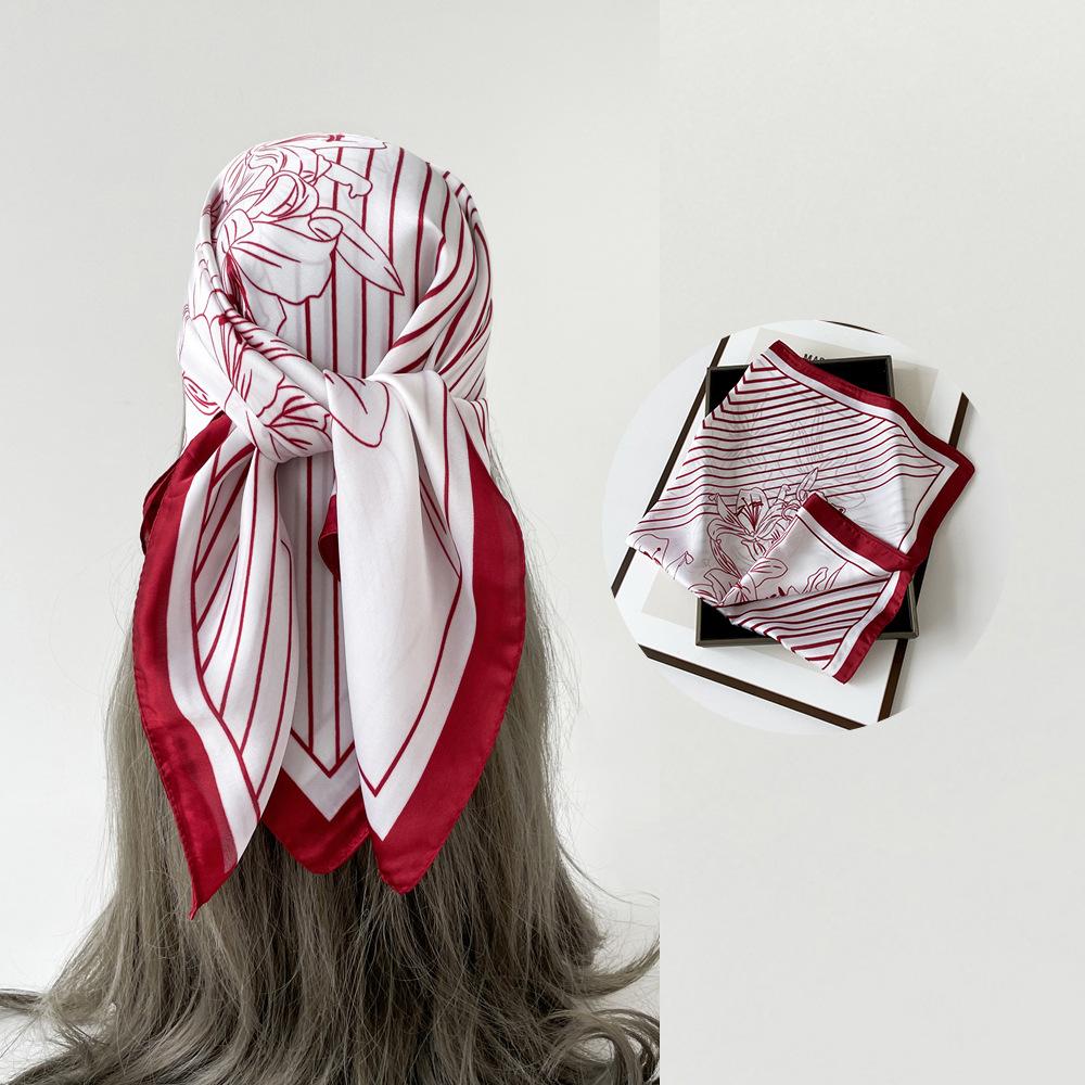 Весенне-летний атласный длинный шарф для женщин, солнцезащитная шаль, модный атласный длинный шарф для красоты, универсальный дорожный шарф