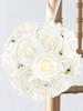 25 шт., 8 см, настоящие пенопластовые поддельные розы со стеблями, искусственные цветы, свадебные букеты «сделай сам», для свадебных вечеринок, столов, украшения для балкона