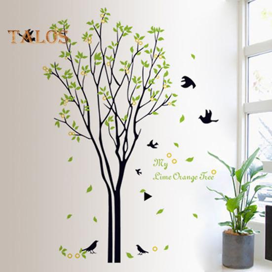 TOP-MART Lemon Tree Bird Wall Sticker Adhesive Decal Mural Living Room Bedroom Home Decor