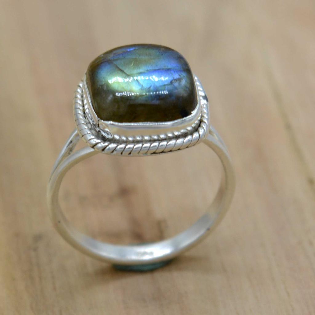 Женское кольцо из стерлингового серебра 925 пробы с лабрадором, кольцо ручной работы с драгоценным камнем