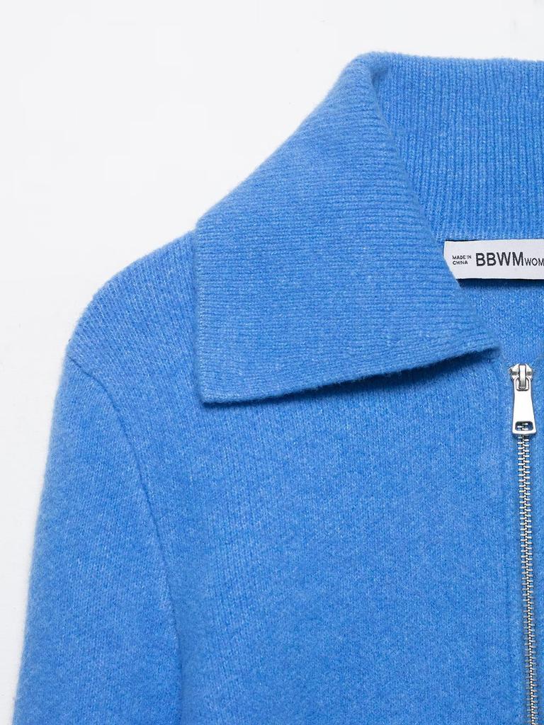 European and American style, new women's clothing, foreign style, fashionable casual zipper knitted jacket 5755002