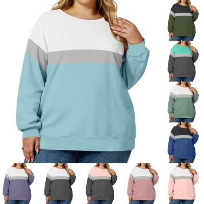 Толстовка большого размера для женщин, оверсайз, с круглым вырезом, с длинным рукавом, пуловер