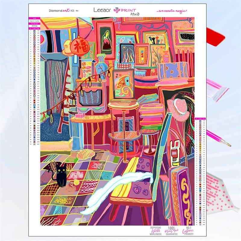 5D Diy Diamond Painting Japanese Anime Building Scene Fantasy Full Rhinestone Mosaic Embroidery Cross Stitch Kit Home Decor Gift