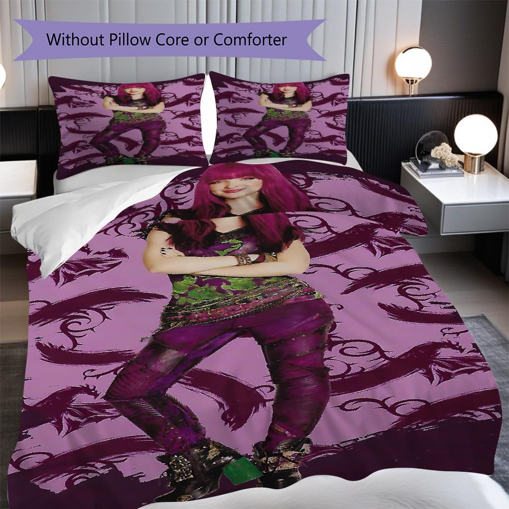 1PC Descendants pattern Bedding Quilt Set Quilt Cover Pillowcase Home Decoration Birthday Gift (1 * duvet cover + 2 * pillowcase, without core)