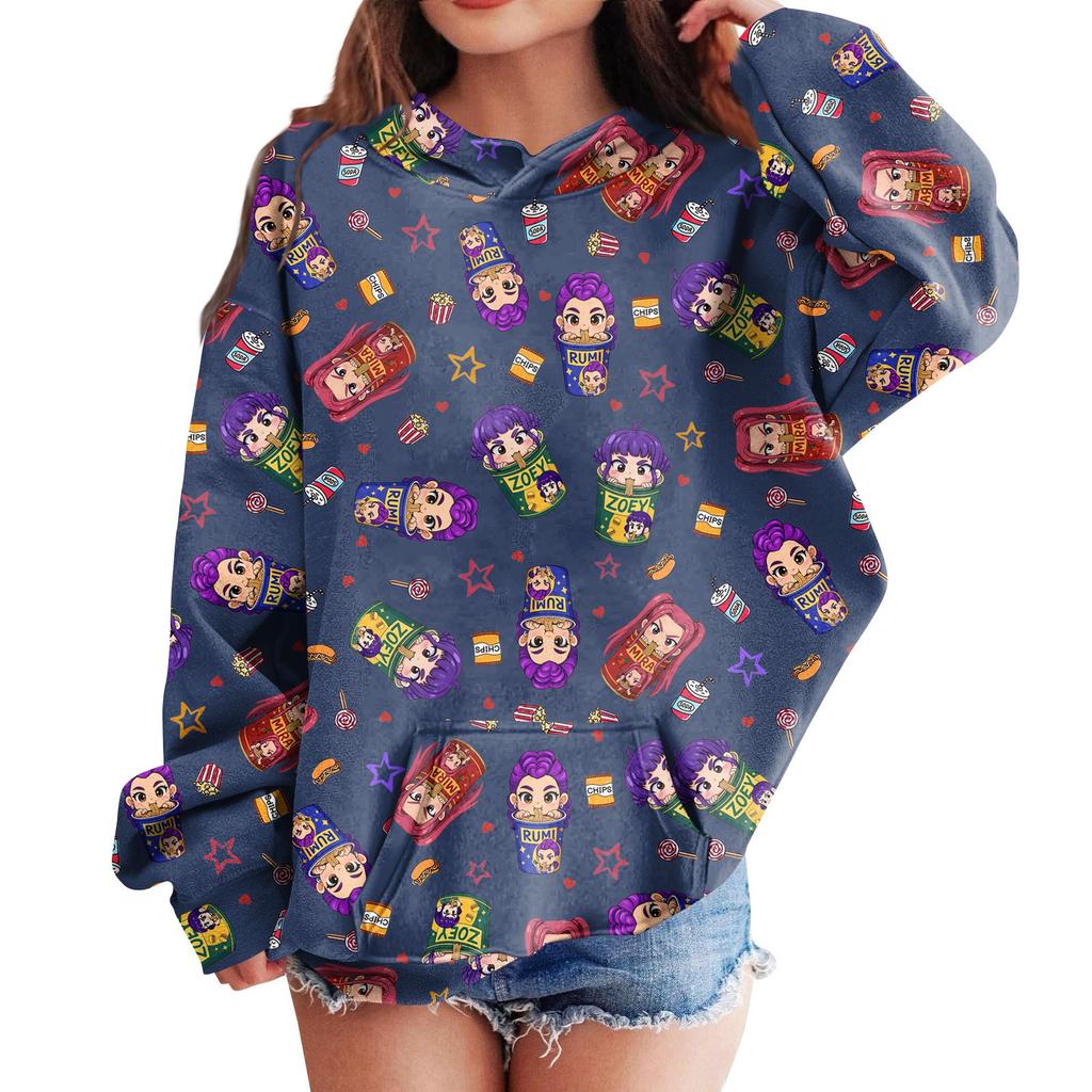 Sweatshirts For Teen Girls Hoodies Long Sleeve Drawstring Pullover Cute Printed Hoodie Top