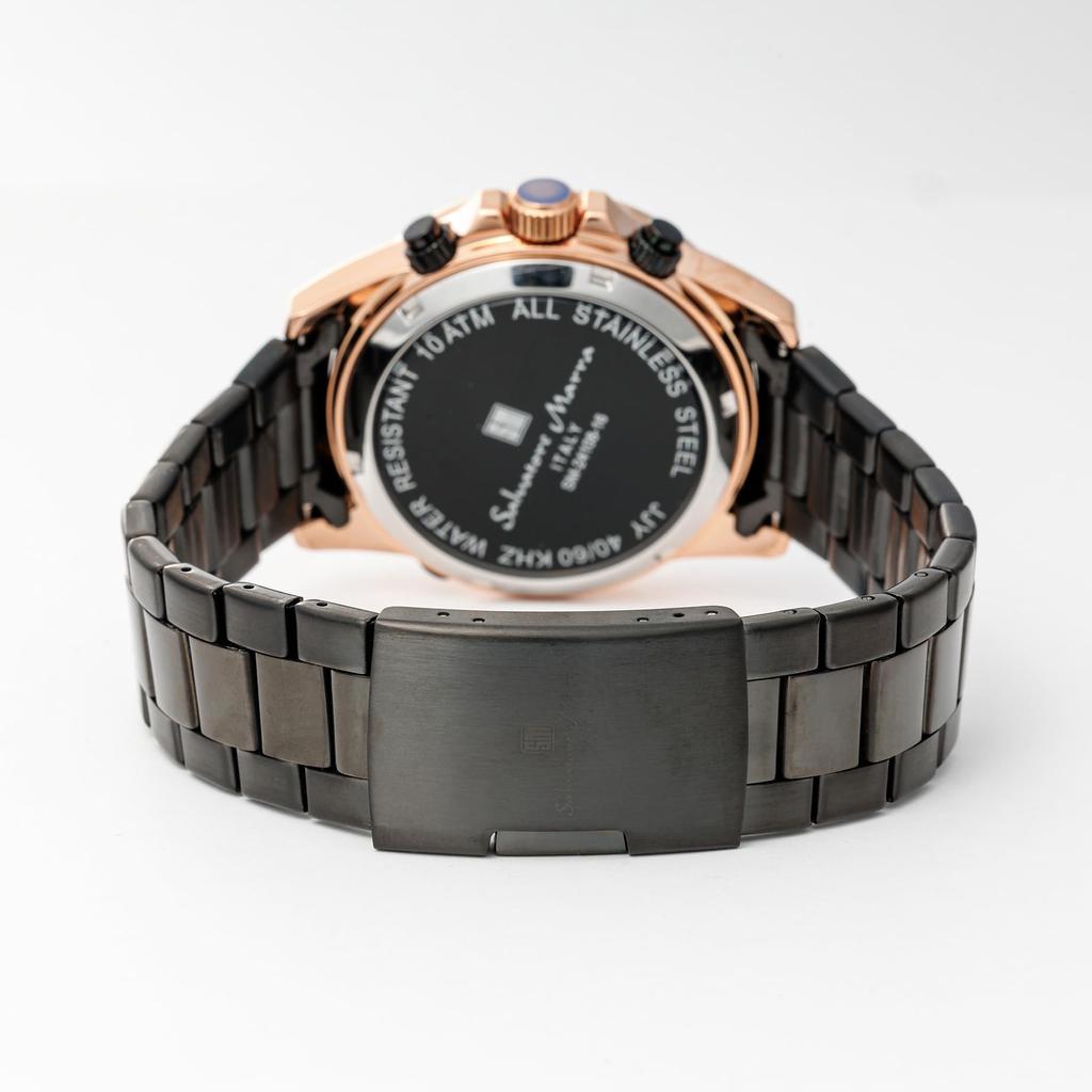 Salvatore Marra Радио Солнечные Часы Бизнес Аналоговые Кварцевые Водонепроницаемые Золотые с Тканью PGBK [Salvatore Marra] Мужские (Розовый черный)