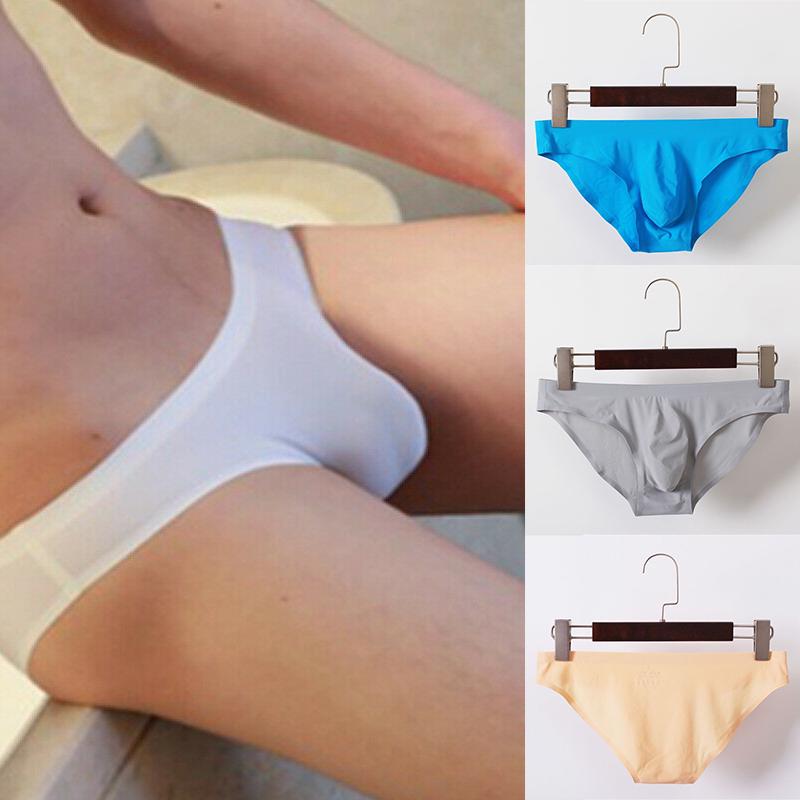 Short Underwear Simple Seamless Breathable Sexy Elastic Underpants Men Low Waist Ice Silk