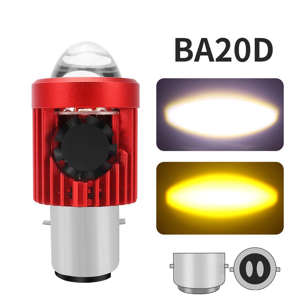 1Pc H4 LED Dual Color Motorcycle Headlight Bulbs BA20D with Fan Hi/Lo Beam 12V Fog Lamp Scooter Yellow White Motor Accessories