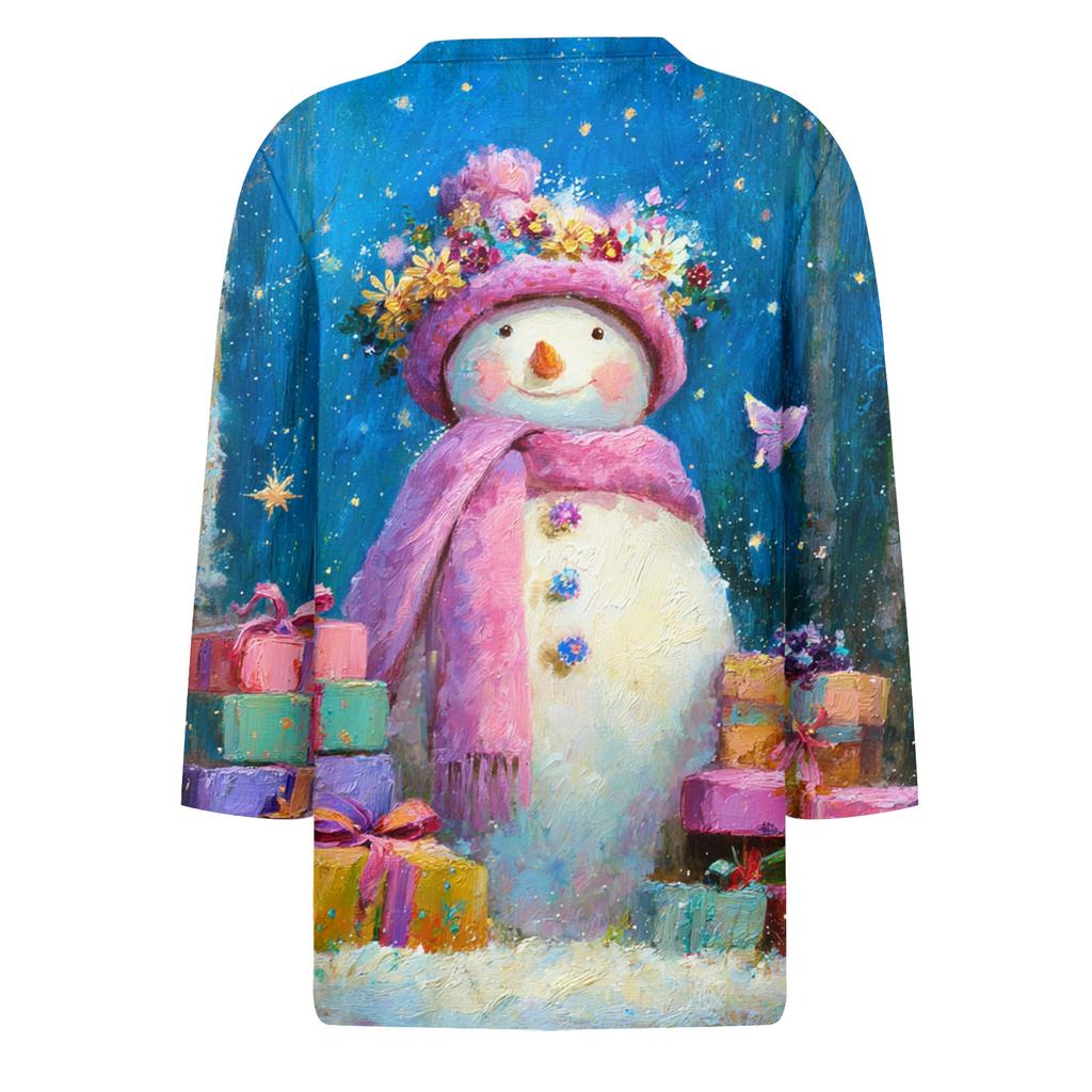 Рубашки с рукавом 3/4 для женщин, футболки с принтом, блузки, повседневные базовые топы больших размеров, пуловеры