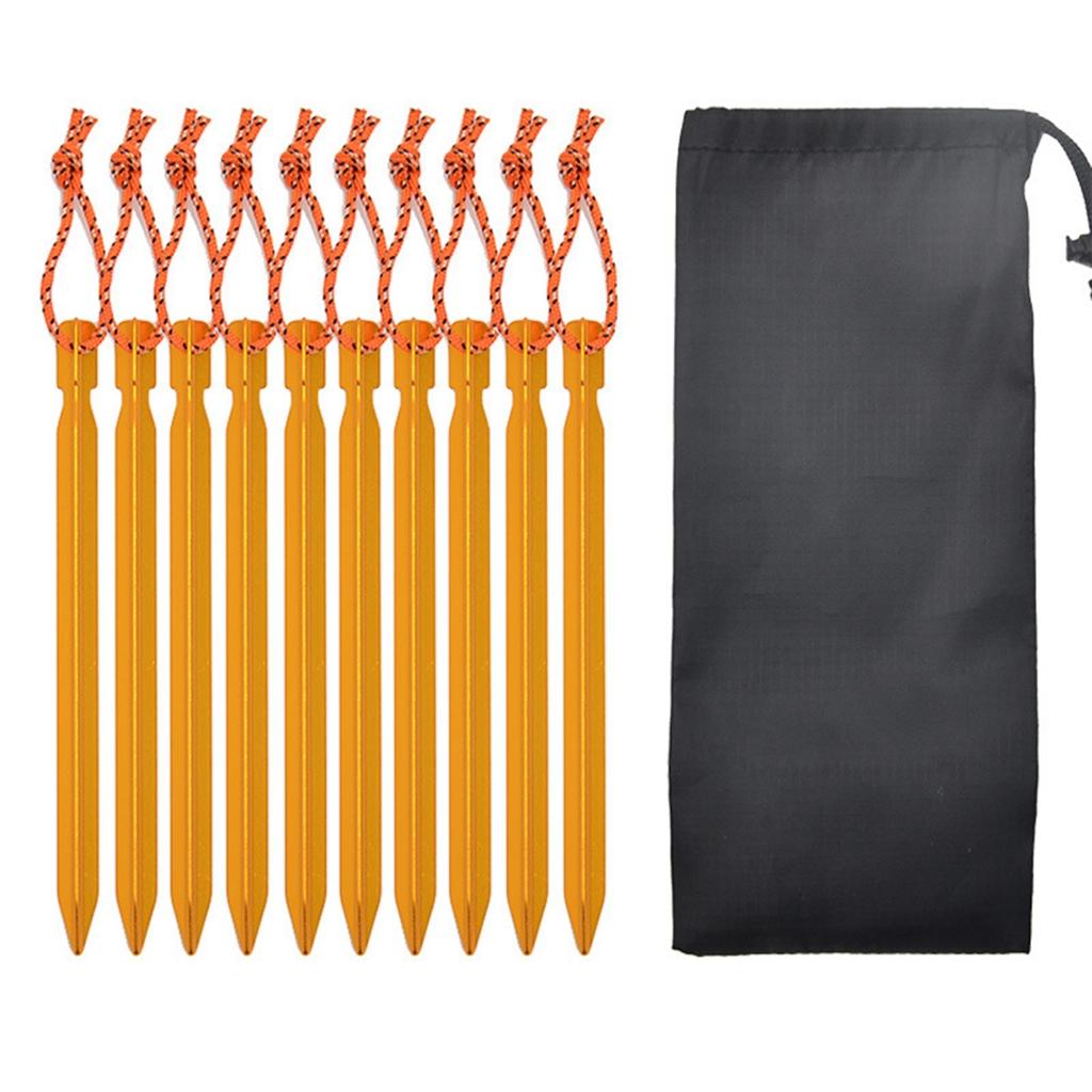 10Pcs Aluminum Alloy Heavy-Duty Camping Tent Pegs with Wind Rope Outdoor Ground Anchors Nails for Tent Stakes