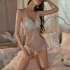 Original Erotic Lingerie Sexy one-piece Dress with chest cushion Butterfly Pure Desire no need to take off pajamas See-through Uniform 1030