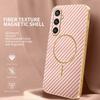 For Samsung Galaxy S23 FE Phone Case Carbon Fiber Textured Electroplated TPU Back Cover