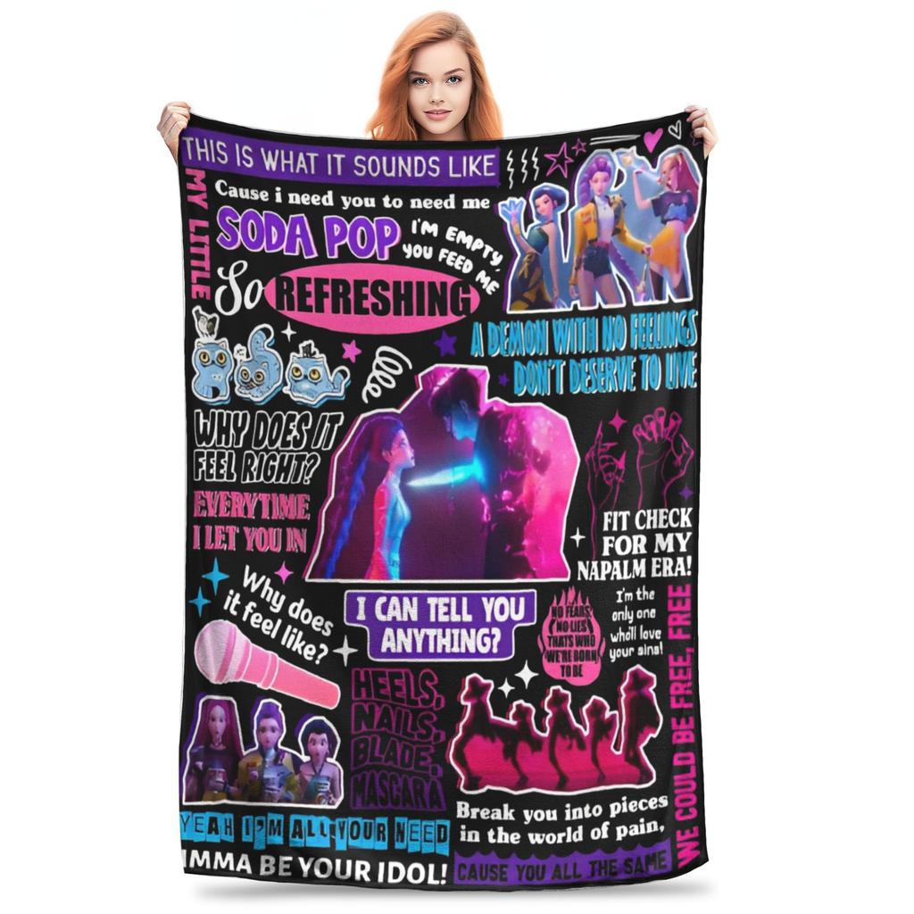 KPop Demon Hunters Huntrix Blue Tiger Derpy Blanket Super Soft Cozy Throw Blankets for Sofa 50x60 Inch Multi-size Bedspreads