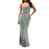 Women's Sleeveless Halter Dress Floral Print Long Dress Party Dress