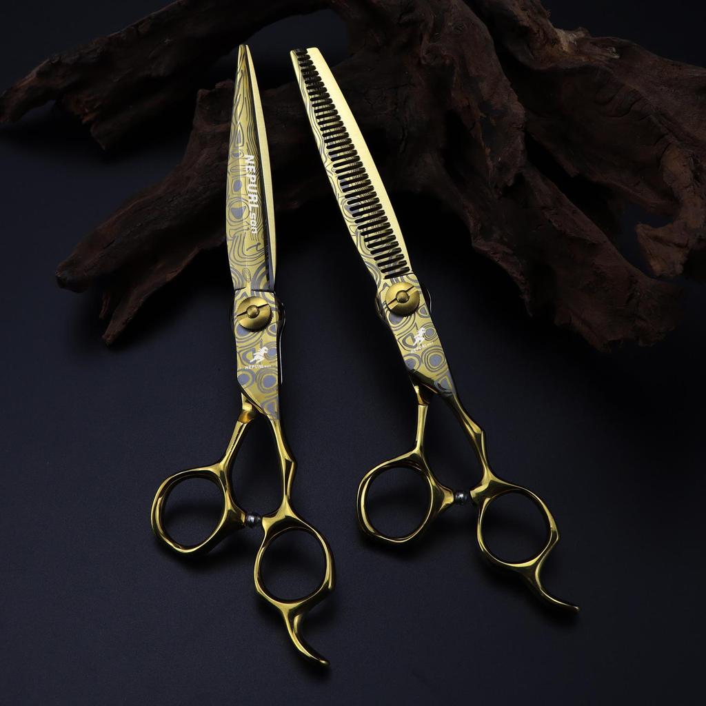 Napson Gold Damascus 7.0" Barber & Thinning Scissors