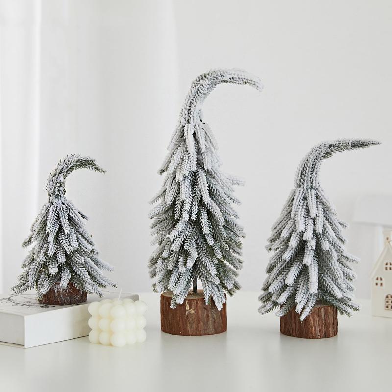 1PC Mini Snowy Christmas Tree Falling Snow Christmas Tree Desktop PE Christmas Tree PE Snowy Xmas Ornament