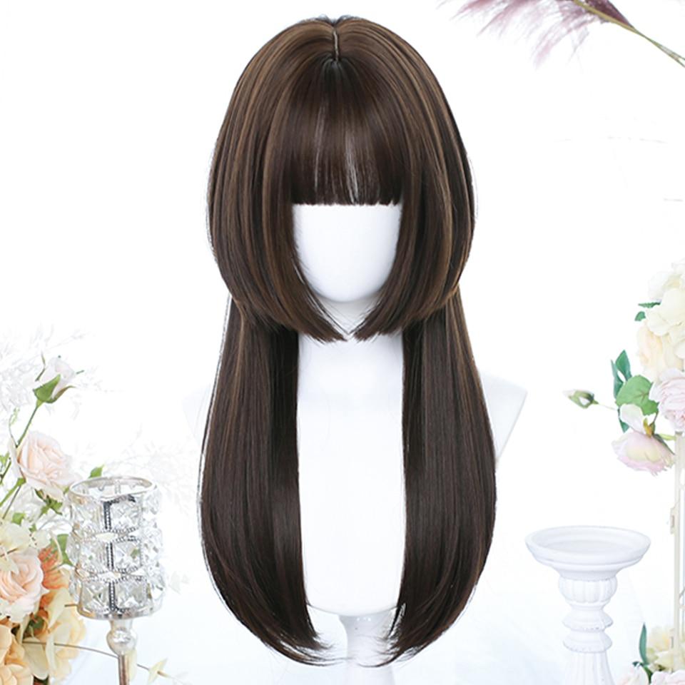 Длинный вьющийся синтетический парик с челкой по центру, темно-коричневый парик из натуральных вьющихся волос, женский парик для косплея, парик из термостойкого волокна
