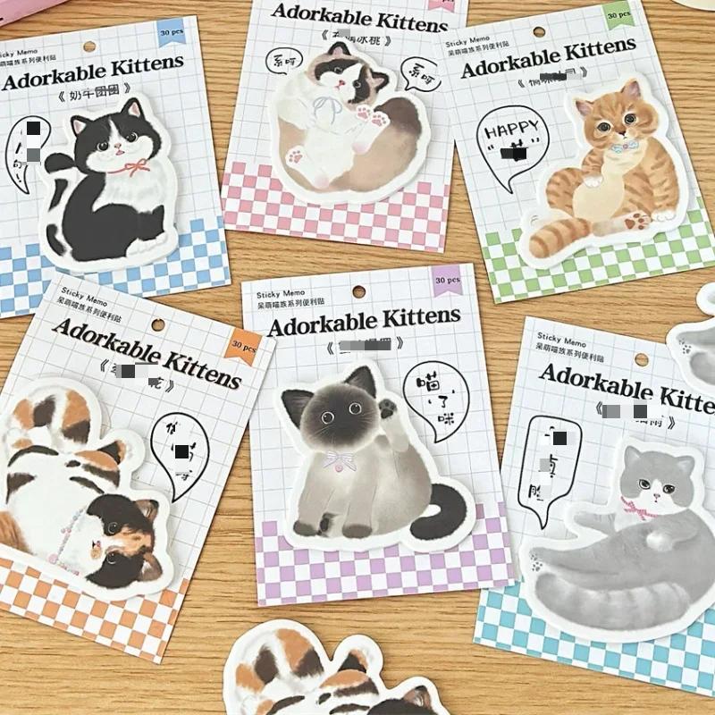30 листов милый мультяшный котенок блокнот милый аниме кот скрапбукинг блокнот портативный канцелярский блокнот кавайный липкий блокнот