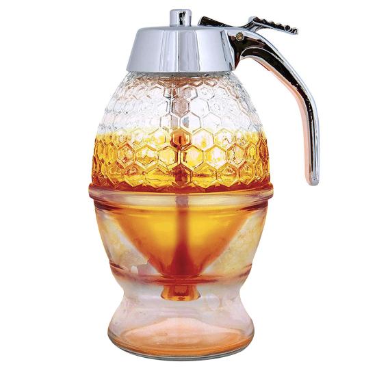 Multifunction Transparent Honey Juice Syrup Drip Dispenser Kitchen Container Jar Pot 200ML AVE