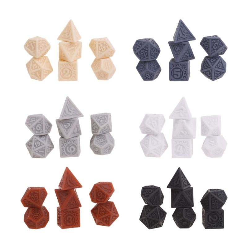 7Pcs/set Polyhedral Acrylic Dices Multi-faced Various Shapes Digital Game Dices for Club Party Family Board Game Props