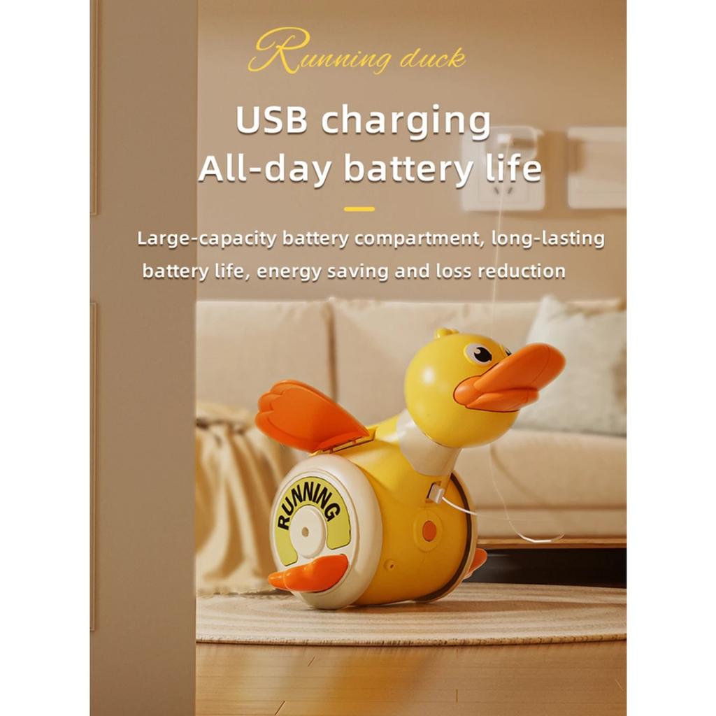 Kid Electric Musical Dancing Duck Simulated Foraging Free Rotation Duck Sound&Light Tummy Time Toys Crawling Toys for New Born