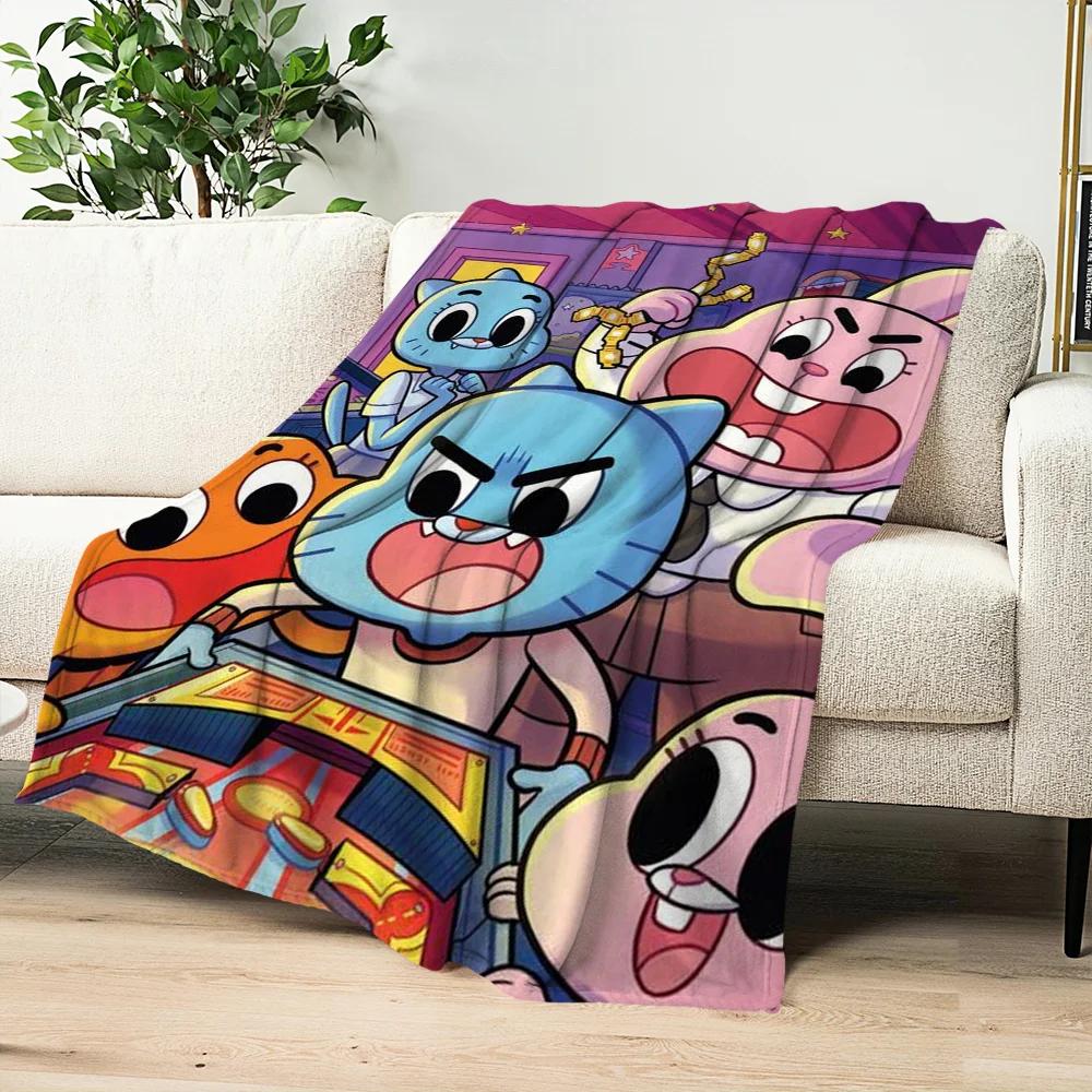 Удивительный мир G-Gumball Одеяло Приятный к коже комфорт теплое мягкое плюшевое одеяло подходит для дивана гостиной офиса спальни