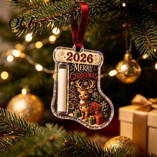 Unique Xmas Money Display Stocking Shaped Christmas Cash Gift Ornament, Acrylic Holder Hanging Clip Decor, Tree for Tree, Holiday Party Supplies