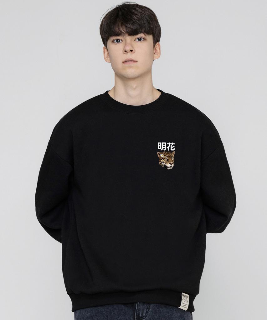 GRAVER [Unisex] Flower Real Leopard Sweatshirt_Black