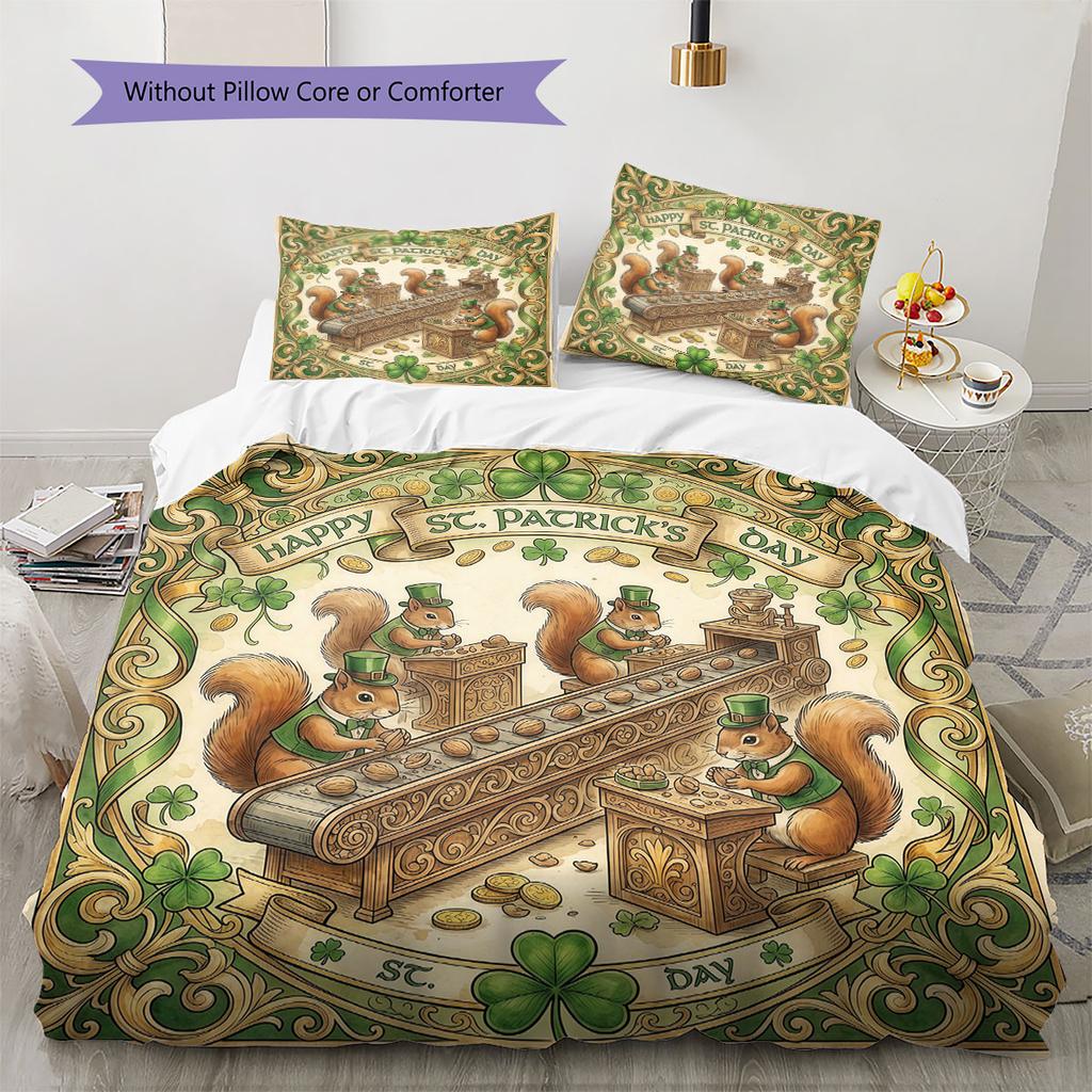 ChocolateFactory Pattern Bedding Quilt Set Quilt Cover Pillowcase Home Decoration Birthday Gift (1 * duvet cover + 2 * pillowcase, without core)