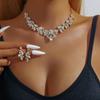 Zircon Earrings Shining Necklace Wedding Party Rhinestone Jewelry Set  Banquet