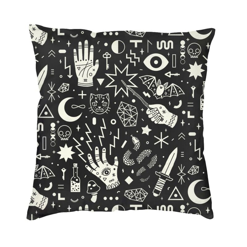 Halloween Witchcraft Witch Cushion Cover Soft Gothic Crow Cat Throw Pillow Case for Sofa Square Pillowcase Bedroom Decoration