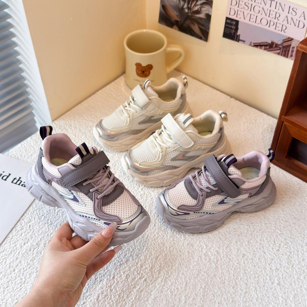 New spring and autumn sports shoes for girls, children's shoes with breathable mesh, dad-style shoes for boys, single mesh shoes for older children